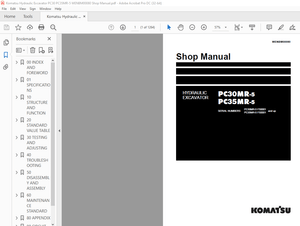 Komatsu PC30MR-5 PC35MR-5 HYDRAULIC EXCAVATOR Shop Manual WENBM00080 PDF