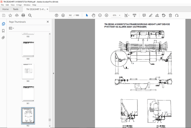 Tadano Crane TM-ZE260 41008507273A FRAME/WORKING HEIGHT LIMIT DEVICE Parts Manual - PDF DOWNLOAD
