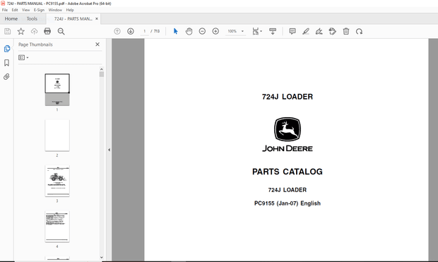 John Deere 724J LOADER Parts Manual PC9155 - PDF DOWNLOAD