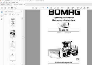 Bomag BC 670 RB Refuse Compactor Operating instructions Maintenance instructions Manual 00816061 PDF