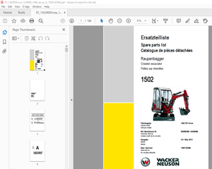 Wacker Neuson 1502 Crawler Excavator Parts Manual 1000142099 - PDF DOWNLOAD