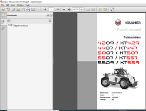 Kramer Telehandlers 4209 KT429 4407 KT447 5007 KT507 5507 KT557 5509 KT559 Repair Manual PDF