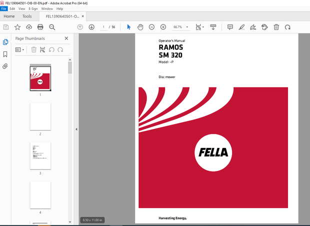 Fella RAMOS SM 350-P Disc Mower Operator’s Manual – PDF DOWNLOAD