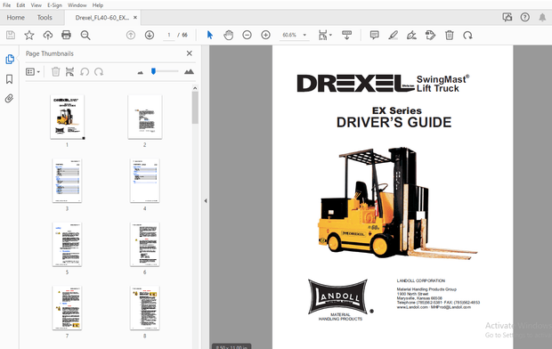 Drexel SwingMast Lift Truck EX Series Driver’s Guide Manual 1417197 – PDF DOWNLOAD