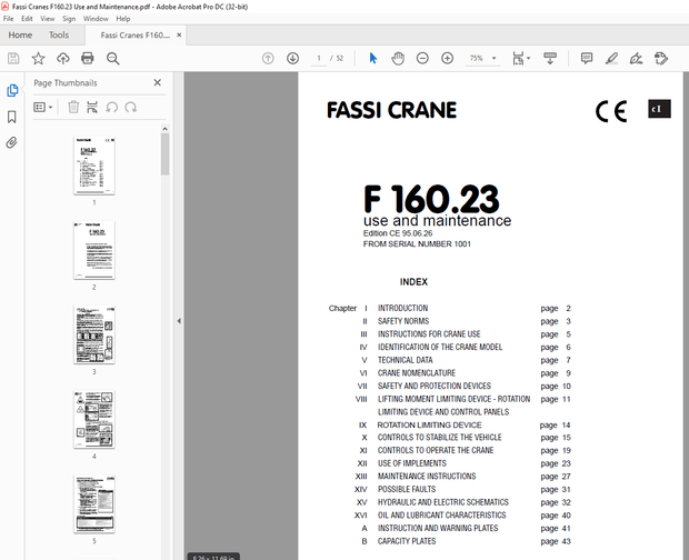Fassi Cranes F160.23 Use and Maintenance Manual – PDF DOWNLOAD