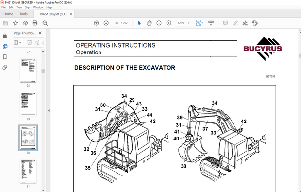 Cat Bucyrus RH 30F Hydraulic Excavator OPERATING INSTRUCTIONS MANUAL – PDF DOWNLOLAD