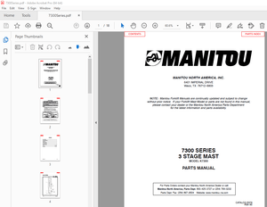 Manitou Forklift 7300 SERIES 3 STAGE MAST Parts Manual – PDF DOWNLOAD