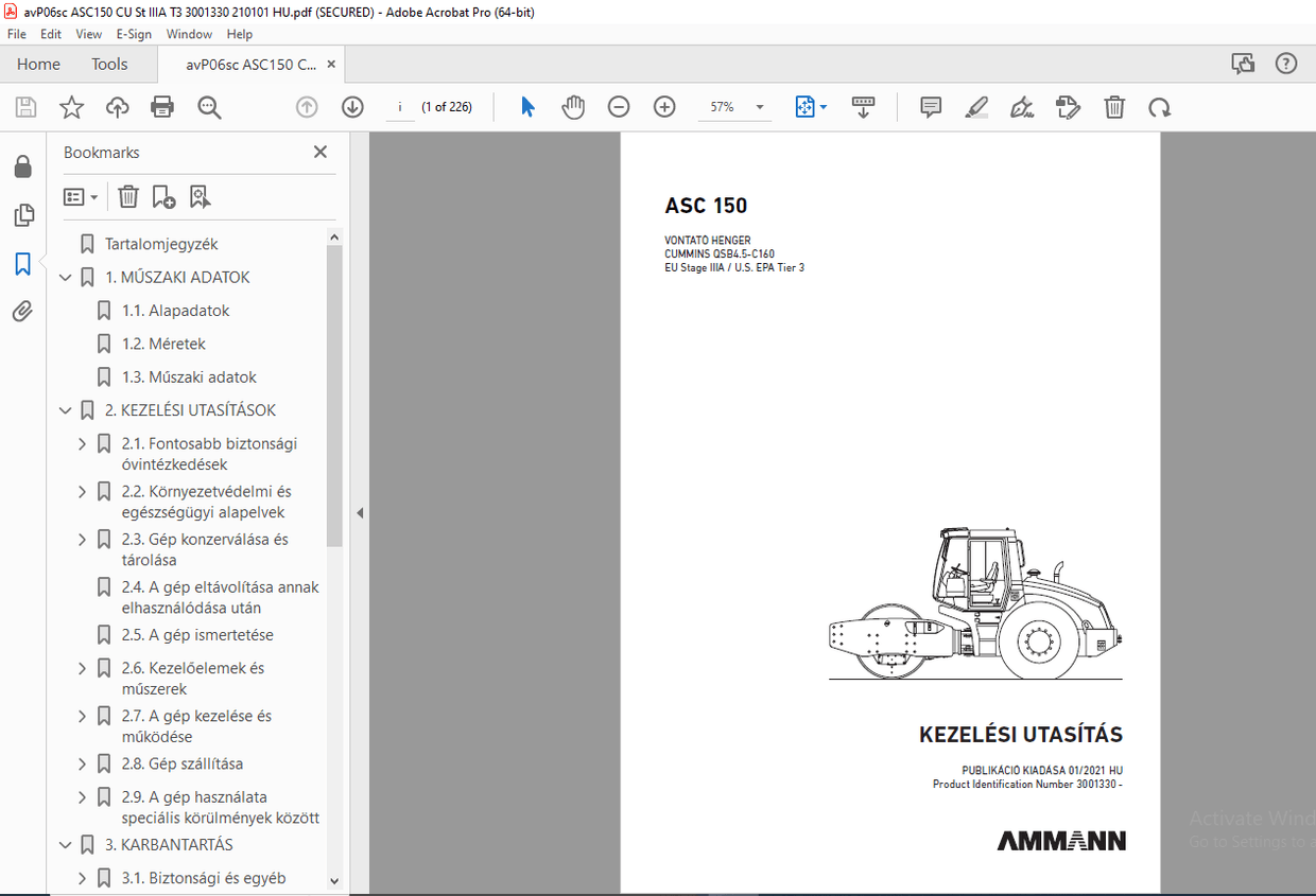 AMMANN ASC 150 KEZELÉSI UTASÍTÁS 3001330 - PDF