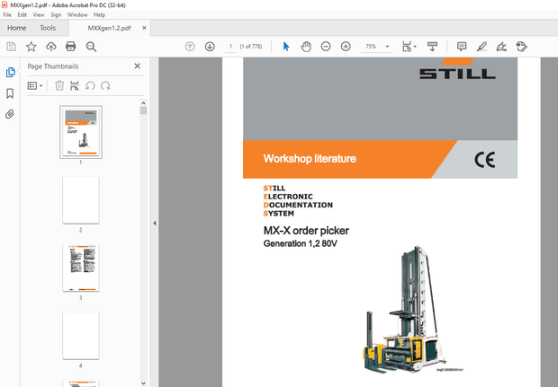 STILL STED Forklift MX-X order picker Generation 1,2 80V Workshop Manual – PDF DOWNLOAD