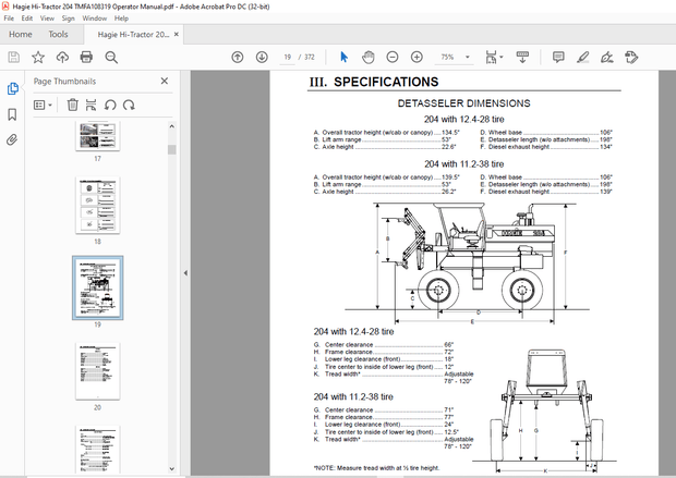 Hagie Hi-Tractor 204 Detasseler Operator’s Manual 493373 – PDF DOWNLOAD