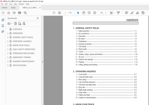 Hyundai HBF15/18T, HBF15/18III, HBF20/25II Forklift Operator’s Manual 2023 PDF