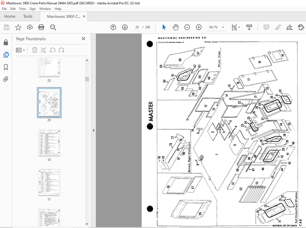 Manitowoc Traditional Crane 3900 Parts Manual SN 39464 – PDF DOWNLOAD