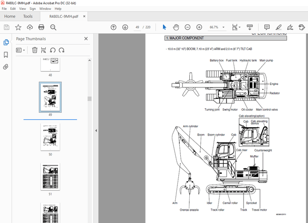 Hyundai R480LC-9MH Hydraulic Excavator Operator&#x27;s Manual 2023 - PDF