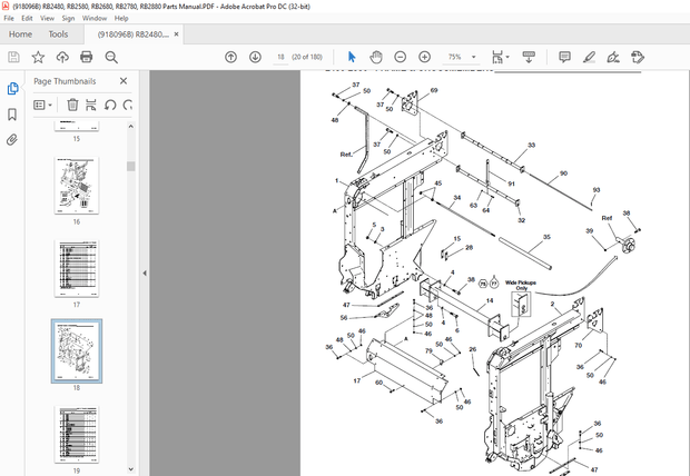 Gehl 80 Series 2480 2580 2680 2780 2880 Variable Chamber Round Balers Parts Manual 918096 – PDF 