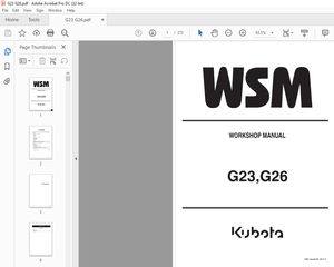 Kubota G23 &amp; G26 Garden Tractor Workshop Manual – PDF DOWNLOAD