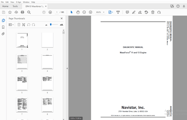 Navistar MaxxForce 11 &amp; 13 Engine Diagnostic Manual-2014 – PDF DOWNLOAD
