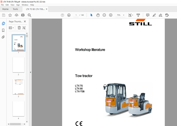 STILL STED Forklift LTX70 LTXBO LTX-TOB Tow tractor Workshop Manual – PDF DOWNLOAD