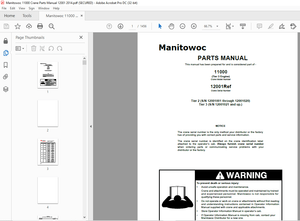 Manitowoc Crane 11000 (Tier 3 Engine) Parts Manual SN 12001Ref PDF