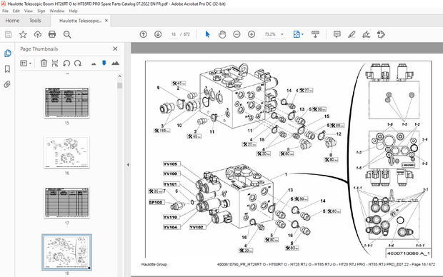 Haulotte Forklift PR_HT26RT O – HT80RT O – HT28 RTJ O – HT85 RTJ O  Spare Parts Manual