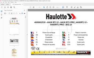Haulotte Forklift HA26 RTJ O  HA26 RTJ PRO  HA80 RTJ O  HA80 RTJ PRO Parts Manual – PDF DOWNLOAD
