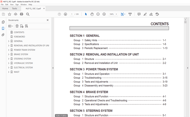 Hyundai Forklift HLF 15CIII HLF 18CIII Service Manual – PDF DOWNLOAD