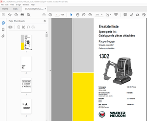Wacker Neuson 1302 Crawler Excavator Parts Manual 1000081320 - PDF DOWNLOAD 