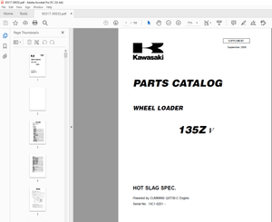 Kawasaki WHEEL LOADER 135Zv Parts Manual - PDF DOWNLOAD