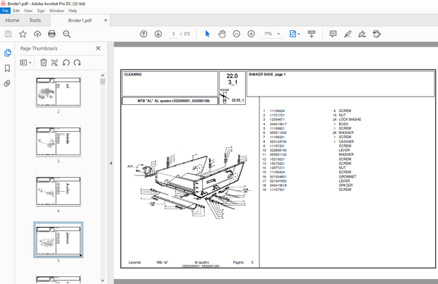 Laverda AL Quattro Agricultural Tractor Parts Manual 552000001-552000129 – PDF DOWNLOAD
