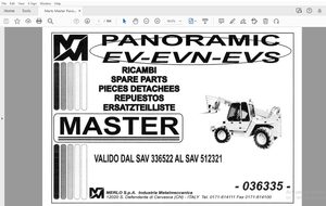 Merlo Master Panoramic EV-EVN-EVS 336522-512321 Parts Manual 036335 – PDF DOWNLOAD