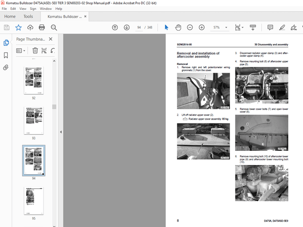 Komatsu Galeo D475A-5E0 D475ASD-5E0 Bulldozer Shop Manual SEN00203-02 – PDF DOWNLOAD