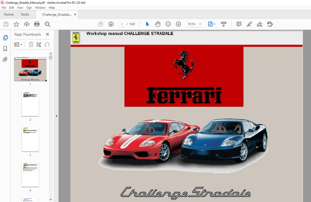 Ferrari Challenge Stradale Workshop Manual – PDF DOWNLOAD