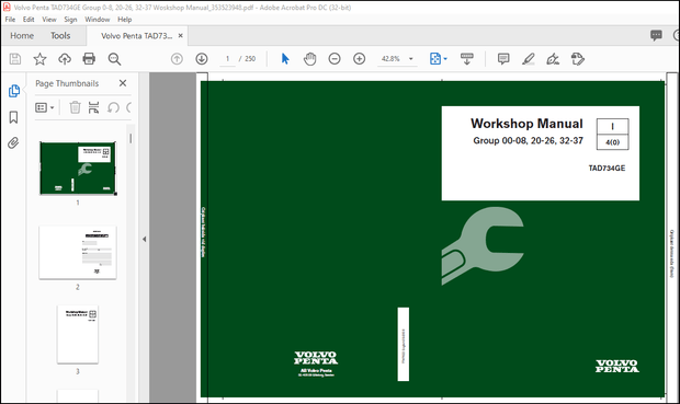 Volvo Penta TAD734GE Group 00-08, 20-26, 32-37 Workshop Manual_353523948 – PDF DOWNLOAD
