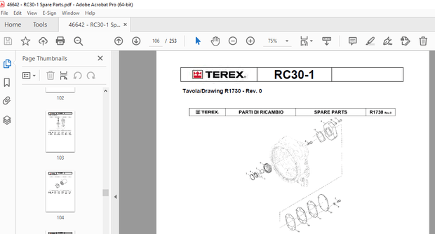 Terex Crane RC30 Parts Manual 46642 – PDF DOWNLOAD