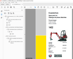 Wacker Neuson 1402 Crawler Excavator Parts Manual 1000142098 - PDF DOWNLOAD 