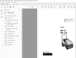 Wacker Neuson Roller RD 12, RD 12A Repair Manual_381722114 – PDF DOWNLOAD