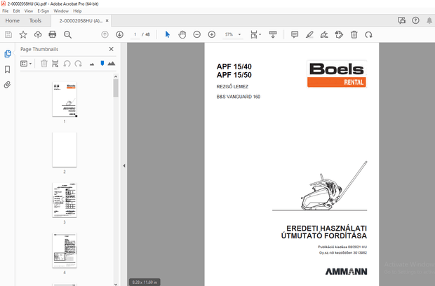 AMMANN BOELS APF 15/40 APF 15/50 HASZNÁLATI ÚTMUTATÓ 3013962 - PDF