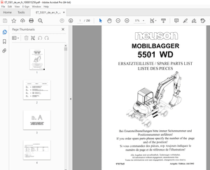 Wacker Neuson 5501 WD Excavator Parts Manual 1000015259 - PDF DOWNLOAD 