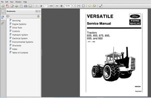 New Holland 835, 855, 875, 895, 935, 950 Versatile Tractor Service Manual