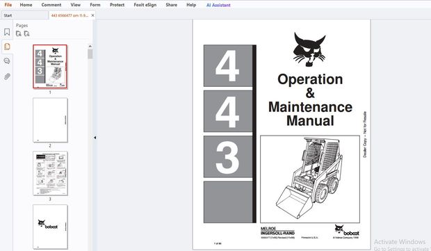 Bobcat 443 Operation &amp; Maintenance Manual 6566477 - PDF DOWNLOAD