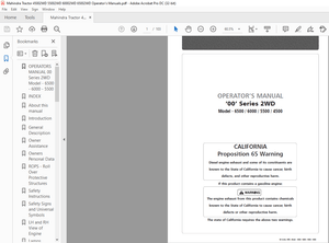 Mahindra Tractor 6500 6000 5500 4500 Series 2WD Operator’s Manual – PDF DOWNLOAD