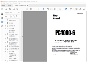 Komatsu HYDRAULIC MINING SHOVEL PC4000-11 Operation &amp; Maintenance Manual(08273-xD-GB-2) – PDF 