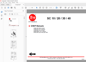 BT Prime-Mover SC-20 SC-25 SC-30 SC-40 SC Series Truck Operating Maintenace &amp; Parts Manual - PDF DOW