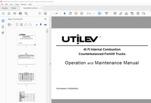 UTILEV 4t-7t Internal Combustion Counterbalanced Forklift Trucks Operation Manual PDF