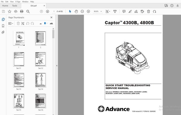 Advance Captor 4300B, 4800B Quick Start Troubleshooting Service Manual - PDF DOWNLOAD