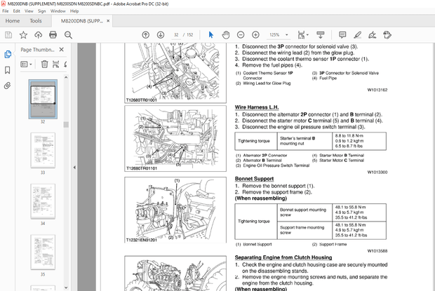 Kubota Tractor M8200DNB (SUPPLEMENT) M8200SDNB M8200SDNBC Workshop Manual – PDF DOWNLOAD