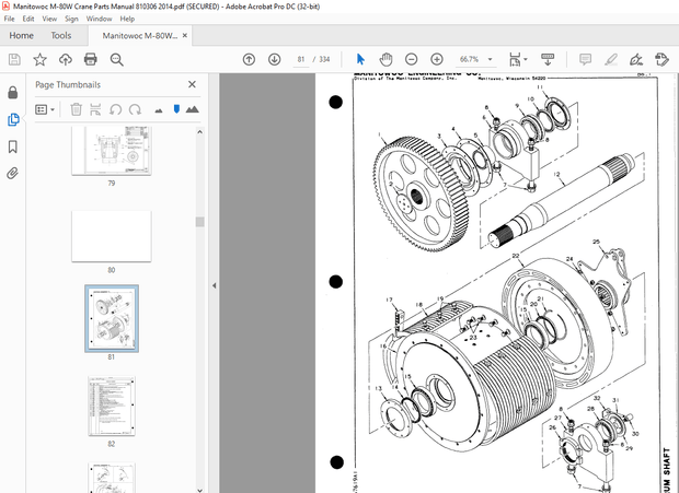 Manitowoc Traditional Crane M-80W Parts Manual SN 810306 – PDF DOWNLOAD