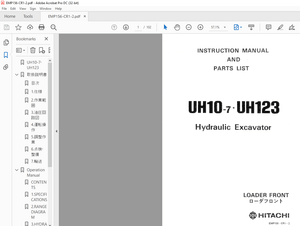 Hitachi Hydraulic Excavator UH10-7 Parts List Manual(P156-1-1) – PDF DOWNLOAD