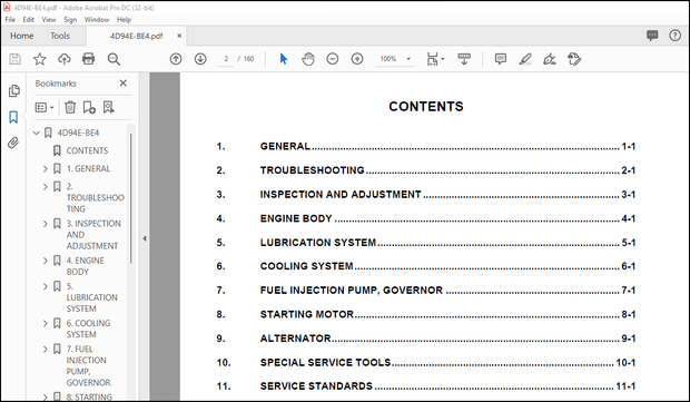 Komatsu 4D92E, 4D94LE &amp; 4D98E Diesel Engine Shop Manual 4D94E-BE4 – PDF DOWNLOAD