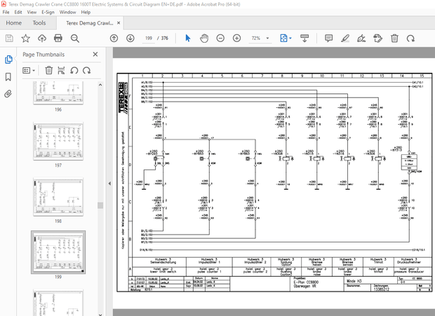 Terex Crane CC8800 1600T Electric Systems &amp; Circuit Diagram PDF Manual EN+DE – DOWNLOAD