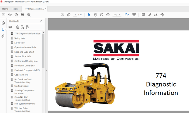 Sakai VIBRATING Roller 774 Diagnostic Information Manual – PDF DOWNLOAD